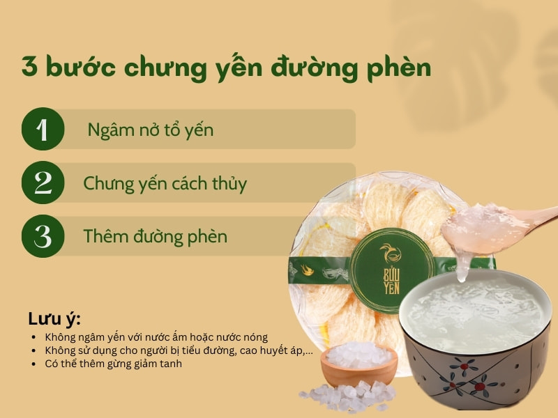 Các bước chưng yến đường phèn