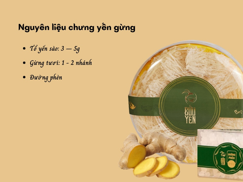 Nguyên liệu yến chưng gừng