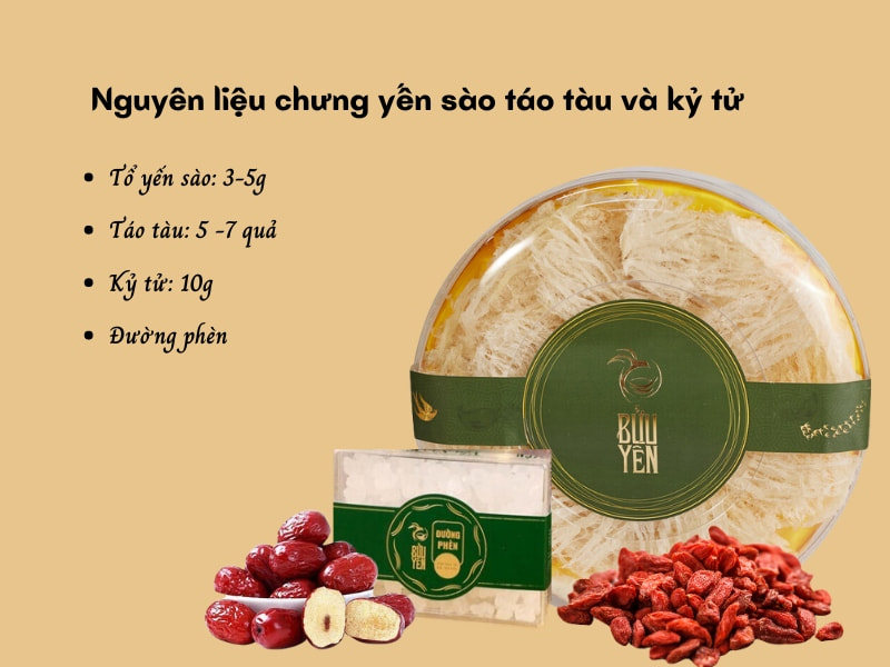 Nguyên liệu yến chưng táo tàu kỷ tử