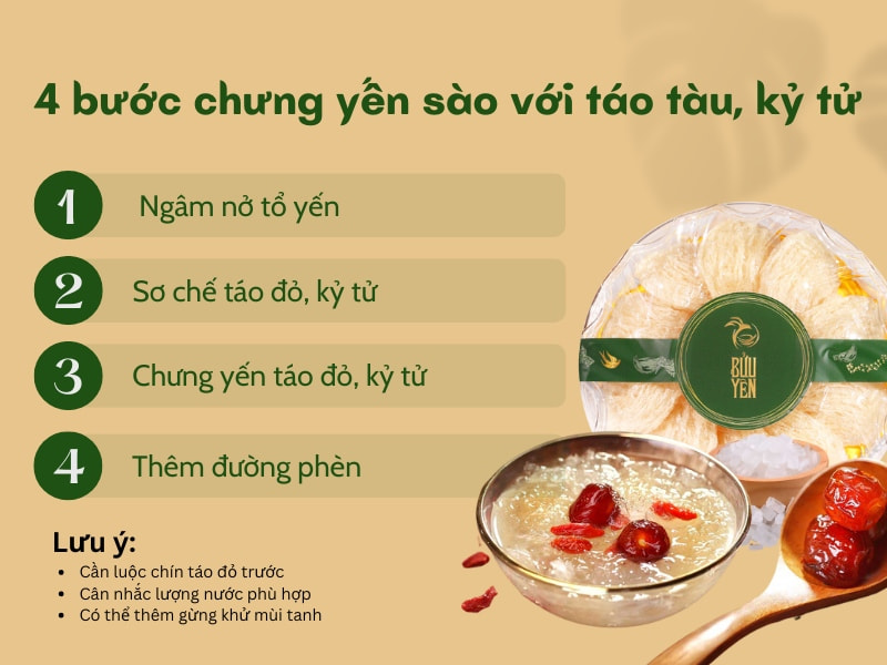 Chưng yến táo tàu kỷ tử