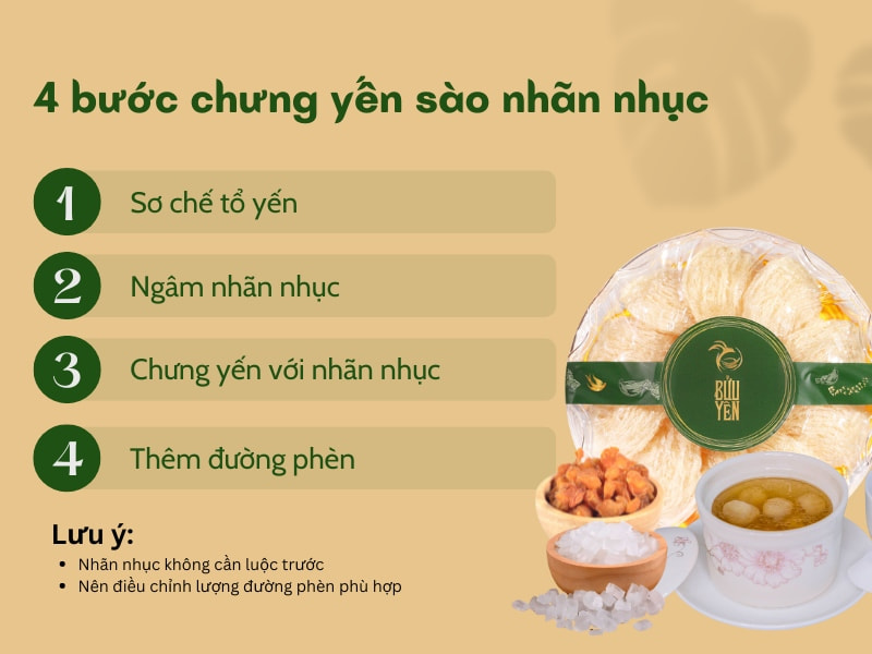 Các bước chưng yến nhãn nhục
