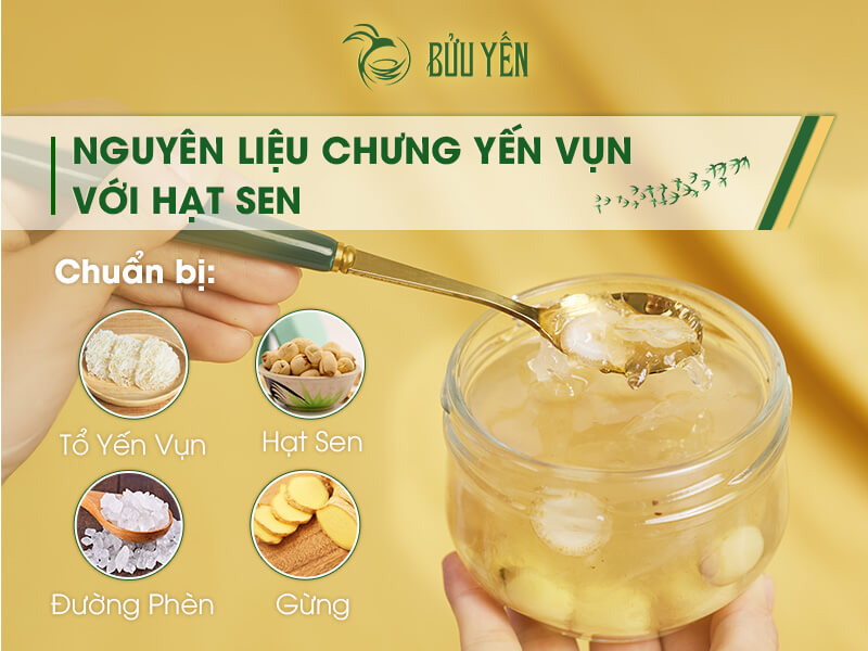 Nguyên liệu chưng yến vụn với hạt sen