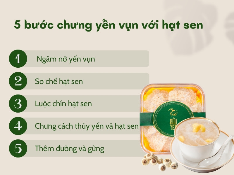 Cách chưng yến vụn hạt sen