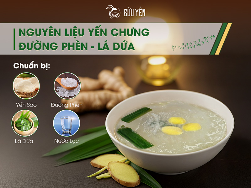 Yến chưng đường phèn lá dứa