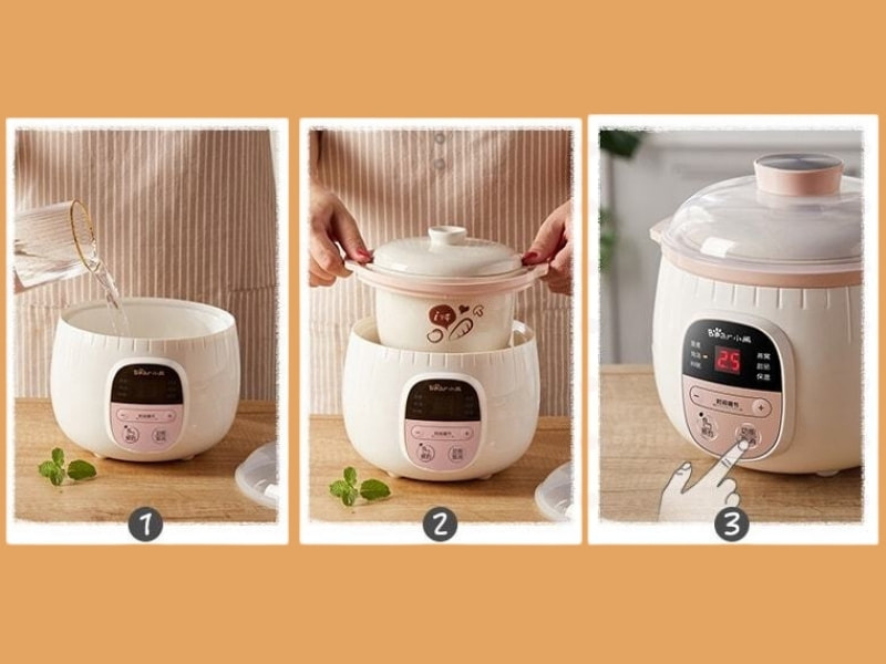 Bắt đầu chưng yến bằng nồi nấu chậm