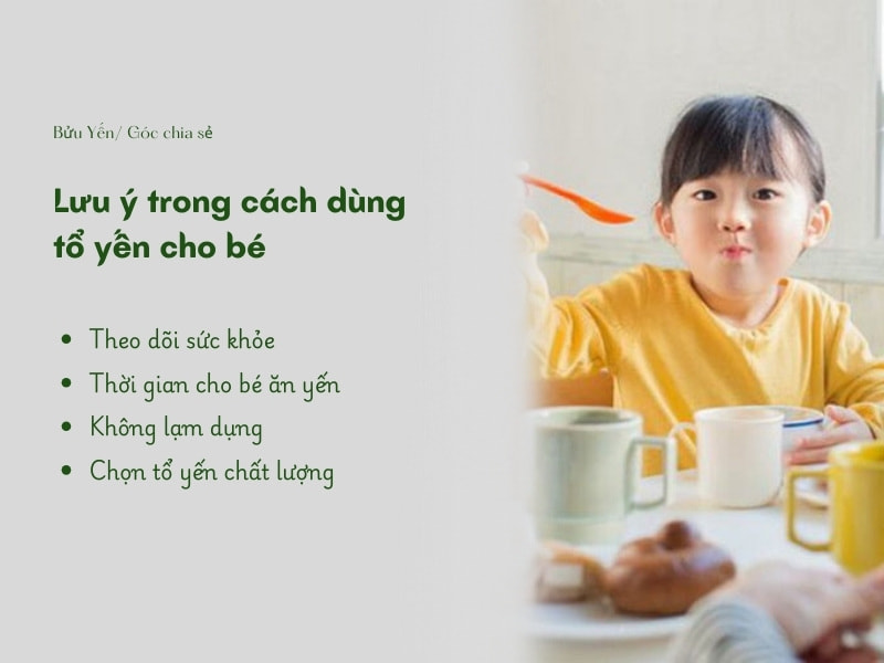 Lưu ý khi cho trẻ dùng yến