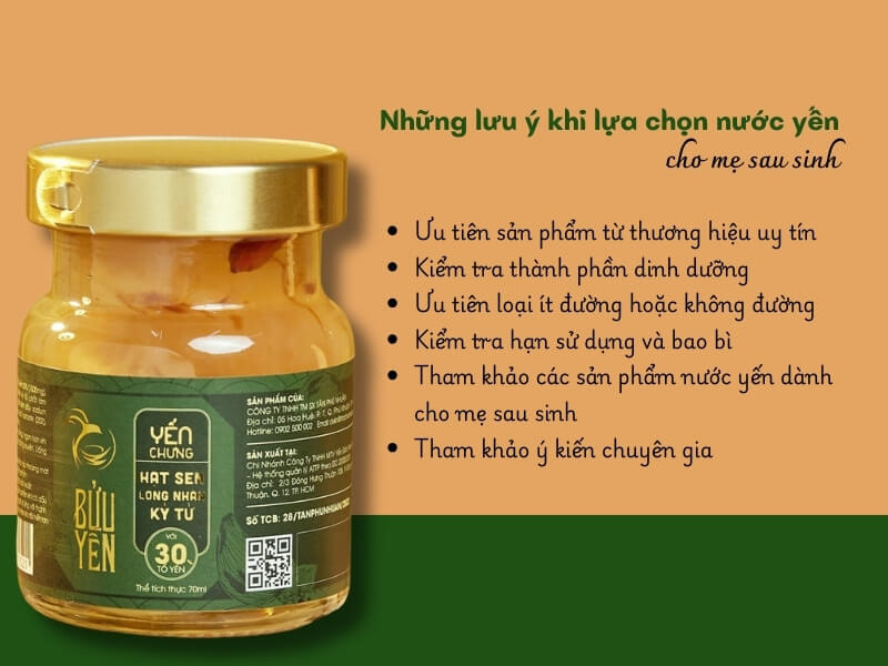 Lưu ý chọn nước yến cho mẹ sau sinh