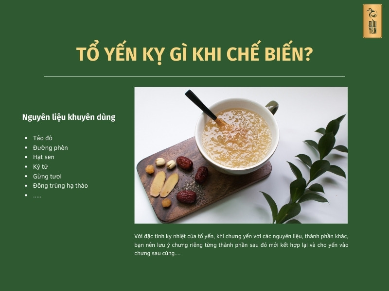 Những lưu ý khi chế biến tổ yến