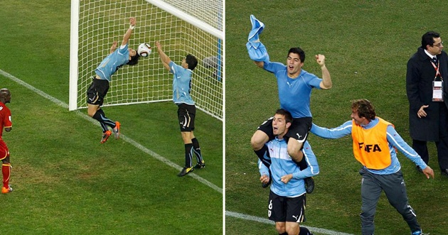 Luis Suarez nhận thẻ đỏ tại World Cup 2010